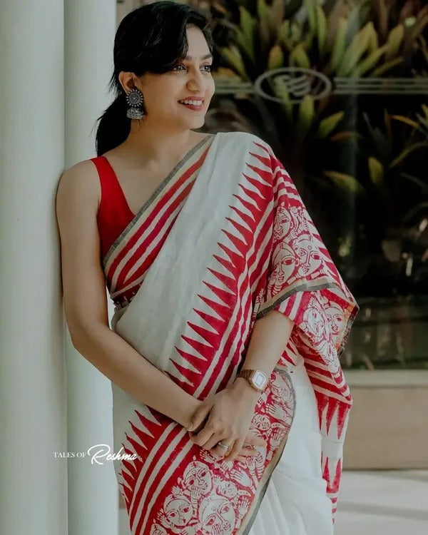 White red Linen Saree (Copy) (Copy) (Copy) (Copy) (Copy) (Copy)