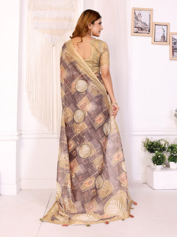 FLOWER PATTERN UNIQUE CHANDERI COTTAN SAREE
