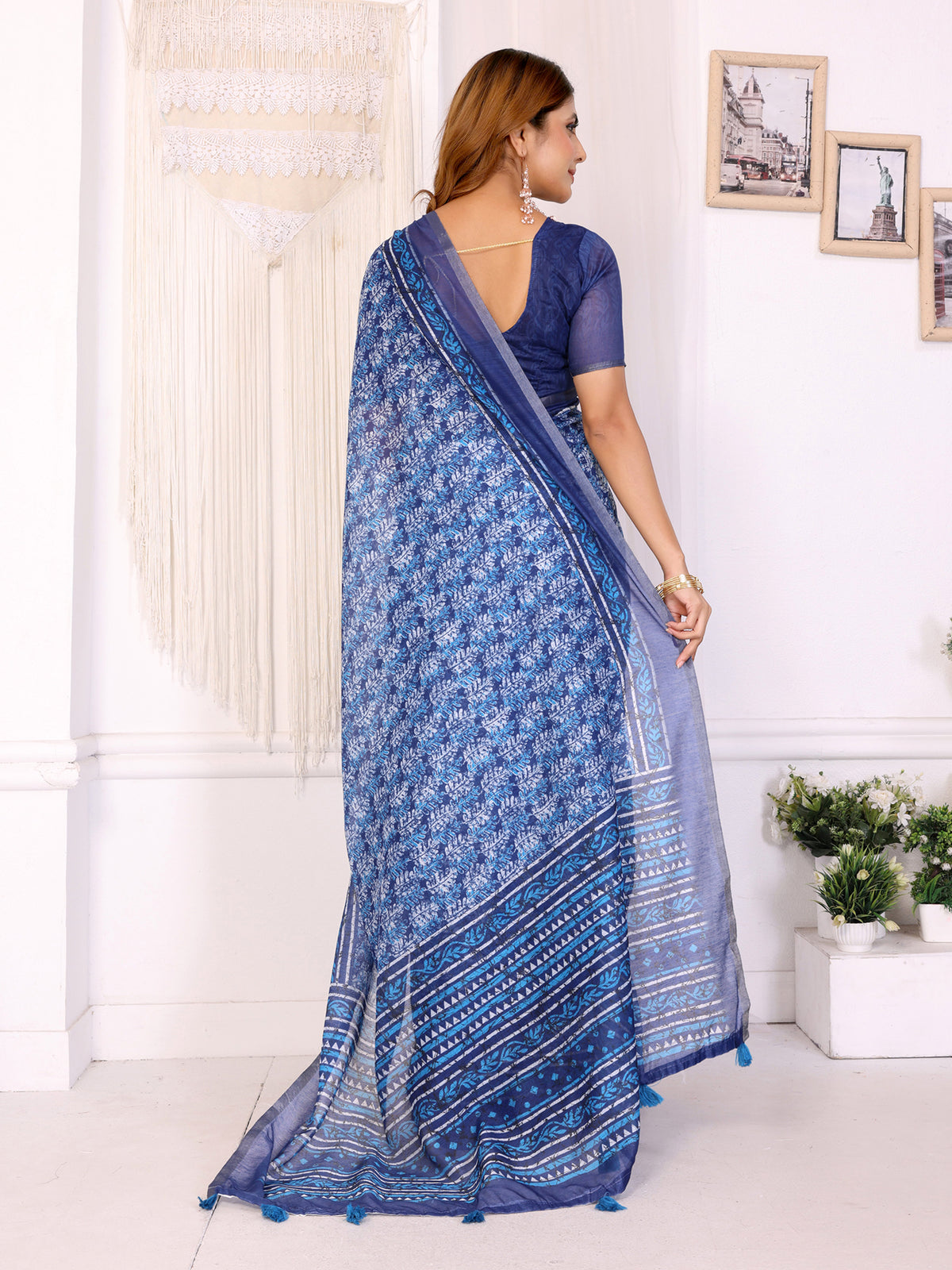 BLUR BLOCK PRINK CHANDERI COTTAN SAREE