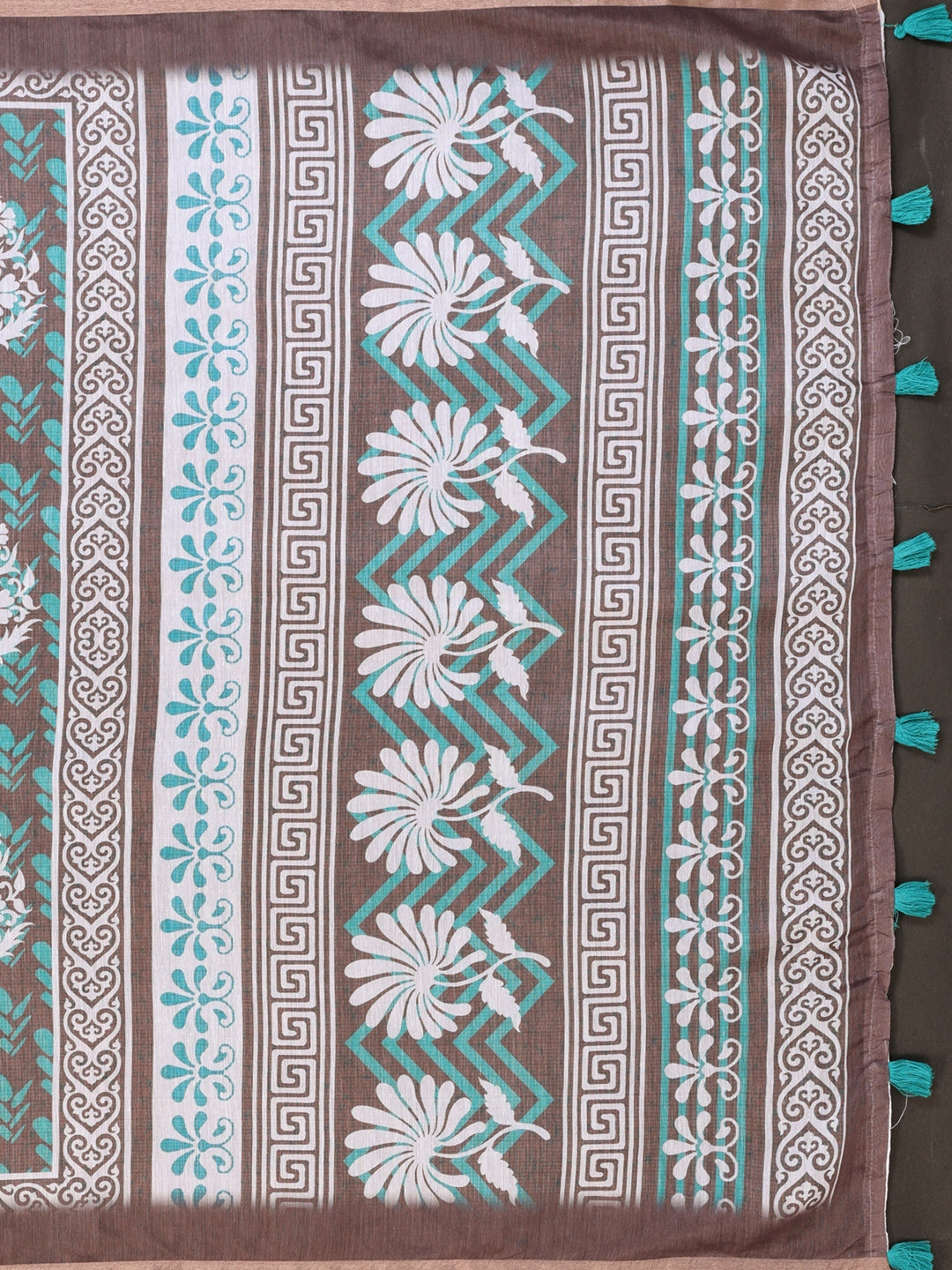 COFFEE RAMA BLOCK PRINK CHANDERI COTTAN SAREE