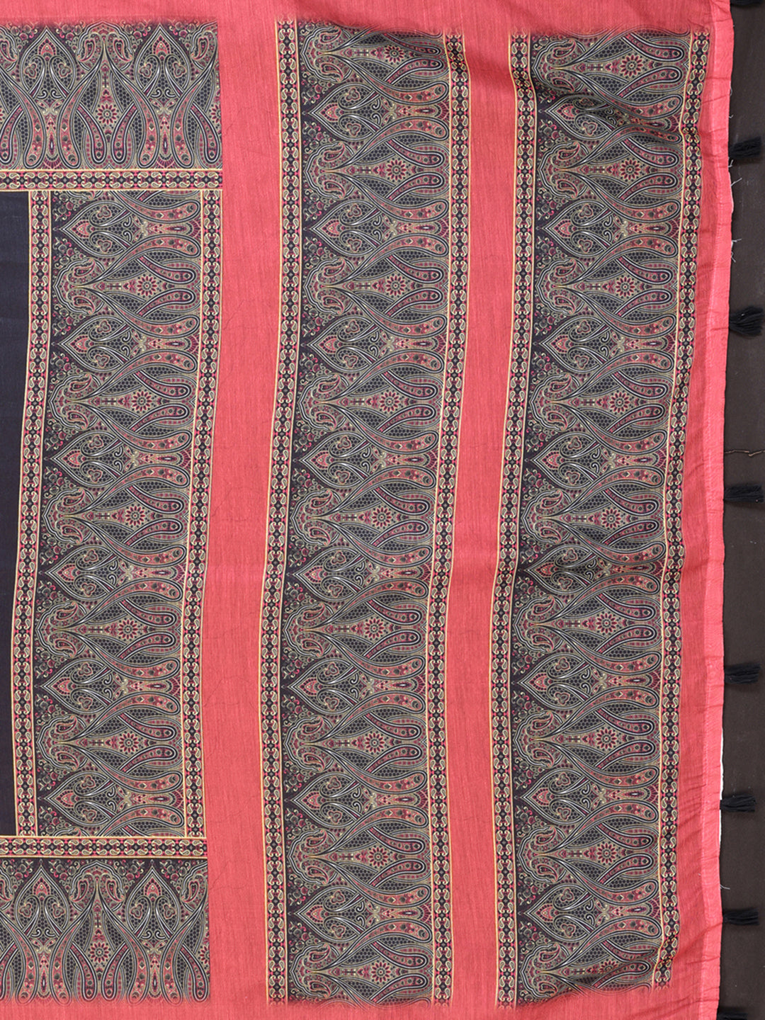 BLACK RED MANGO BLOCK PRINK CHANDERI COTTAN SAREE
