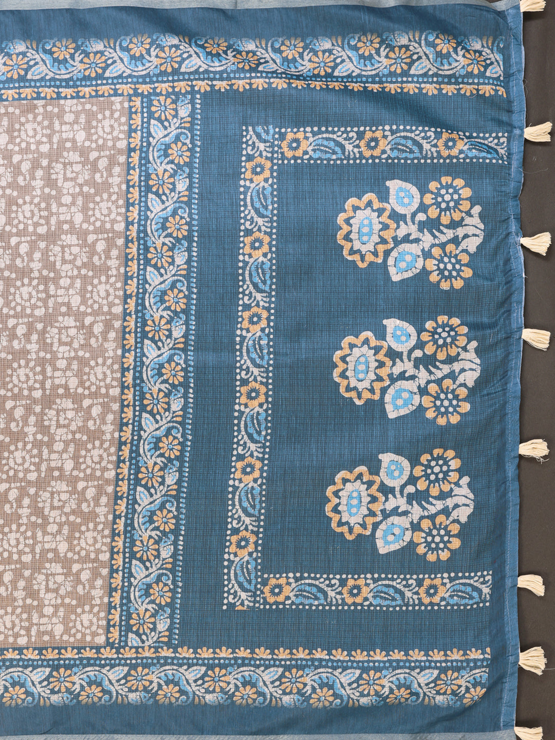 RAMA RUST FLOWER PRINT CHANDERI COTTAN SAREE
