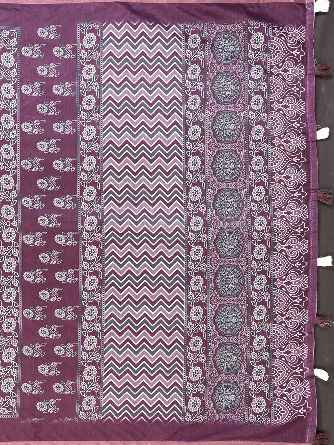 CHERRY RED BLOCK PRINT CHANDERI COTTAN SAREE
