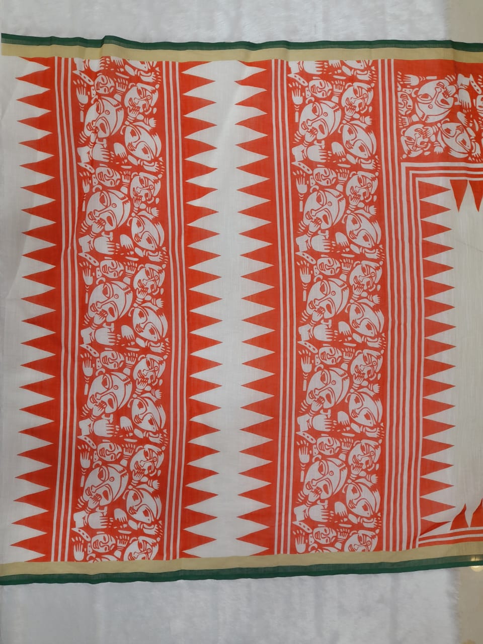 White red Linen Saree