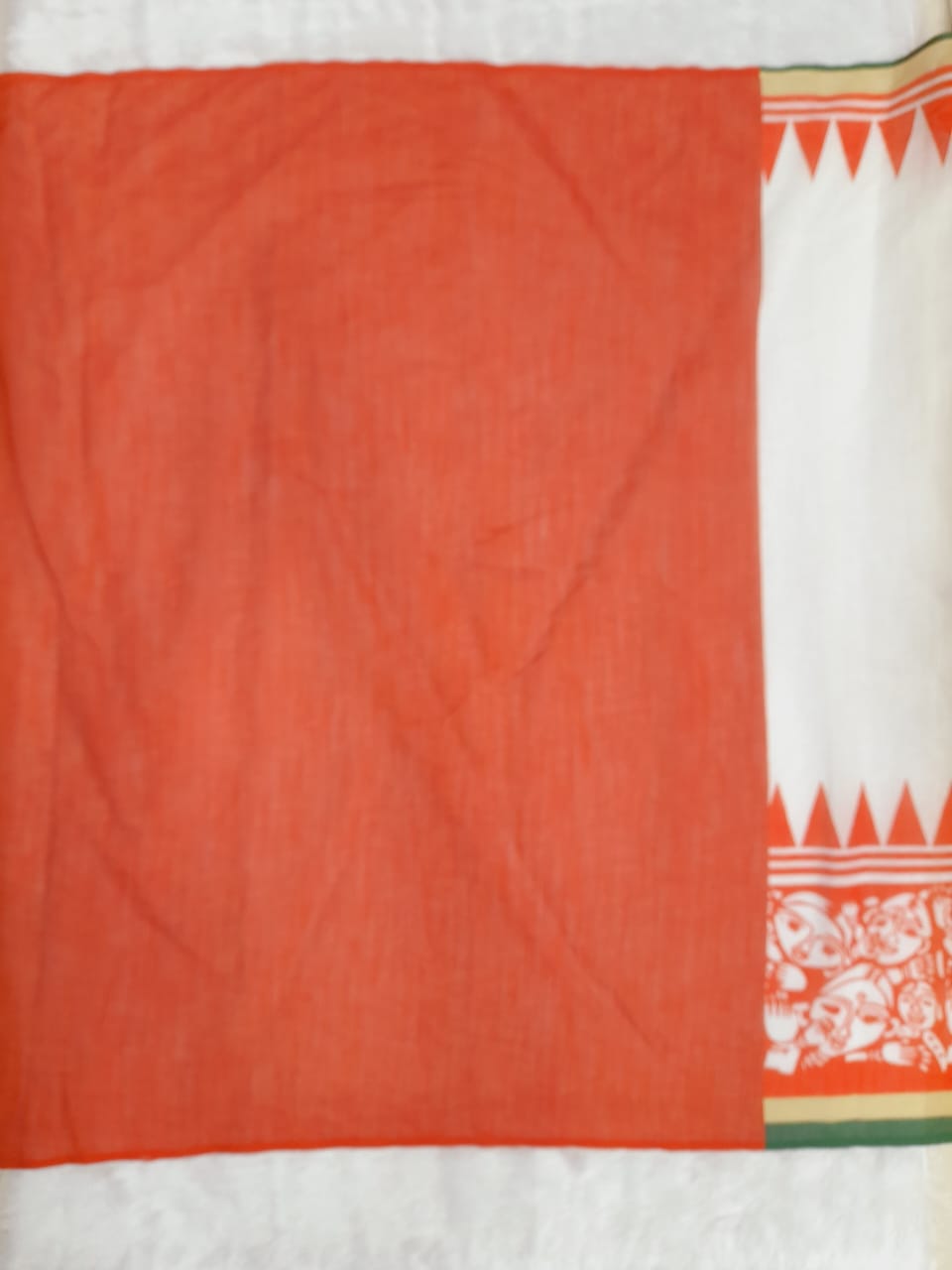 White red Linen Saree