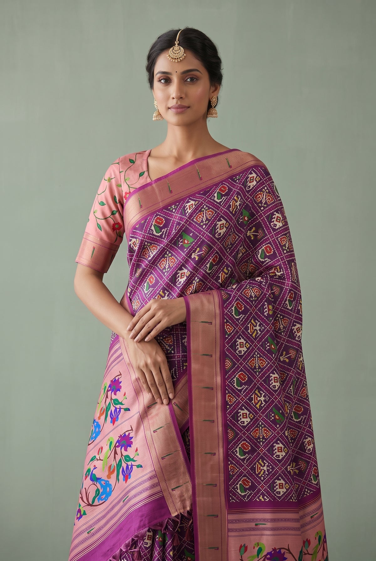 MUGENTA PAITHANI PATOLA DESIGNER  SAREE