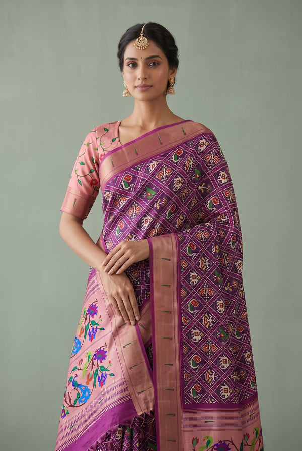 MUGENTA PAITHANI PATOLA DESIGNER  SAREE