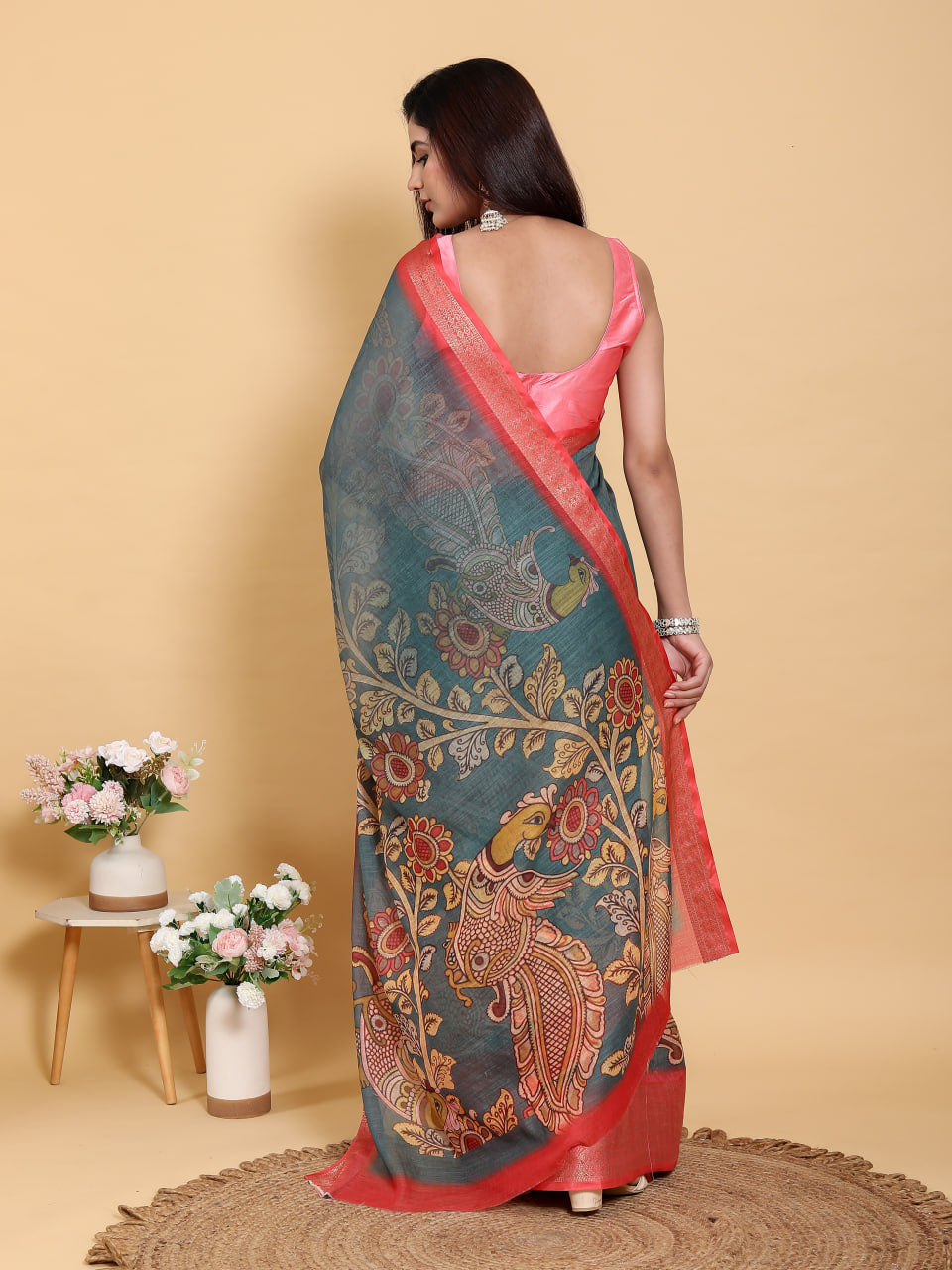 GREY TOMETO KANJIVARAM ZARI BORDER SAREE